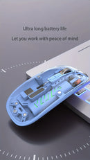 Ratón inalámbrico recargable ambidiestro XNOIK - Óptico, batería de 400 mAh, conectividad inalámbrica y de 2,4 G, clic silencioso, compatible con múltiples dispositivos (Macbook Pro, portátil, PC) - Temática de deportes electrónicos y tecnología