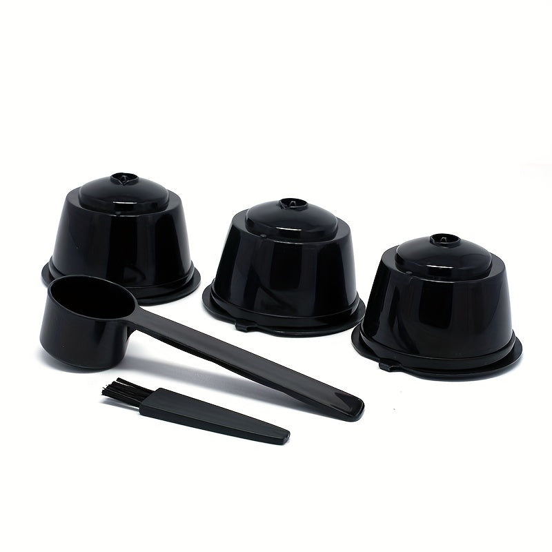 3Pcs Fit For Dolce Gusto Coffee Filter Cup Reusable Coffee Capsule Filters For With Spoon Brush