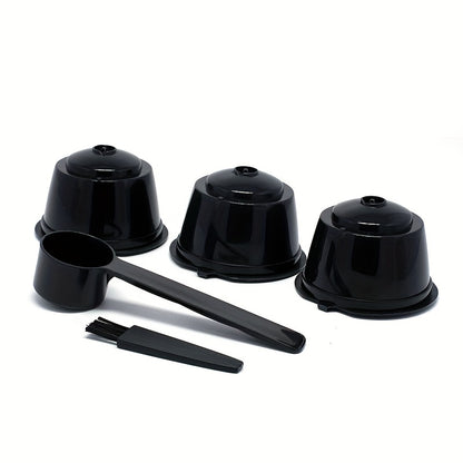 3Pcs Fit For Dolce Gusto Coffee Filter Cup Reusable Coffee Capsule Filters For With Spoon Brush