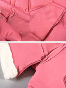 Chaqueta cálida de manga larga con capucha para niña, de color liso, con capucha de pelo sintético, cómoda y moderna, con guantes desmontables como regalo.