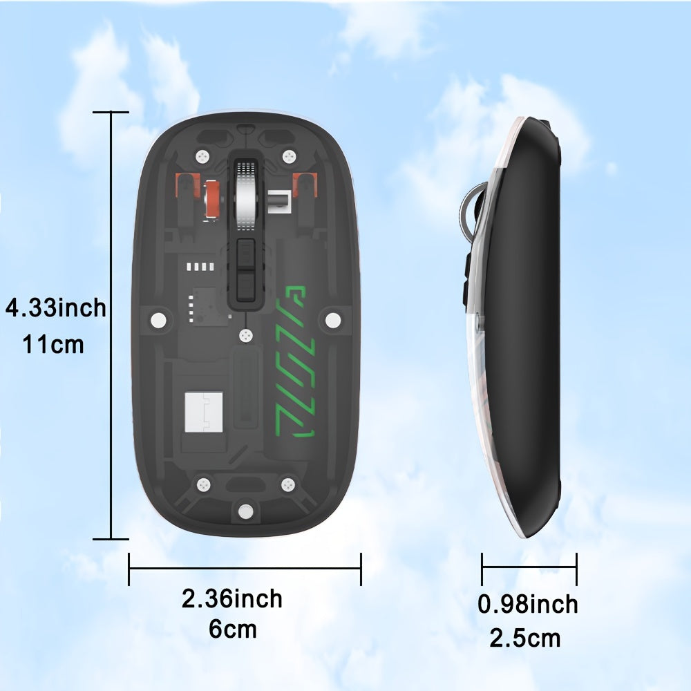 XNOIK Ambidextrous Rechargeable Wireless Mouse - Optical, 400mAh Battery, 2.4G & Wireless Connectivity, Silent Click, Multi-Device Compatible for Macbook Pro, Laptop, PC - ESports & Tech Themed