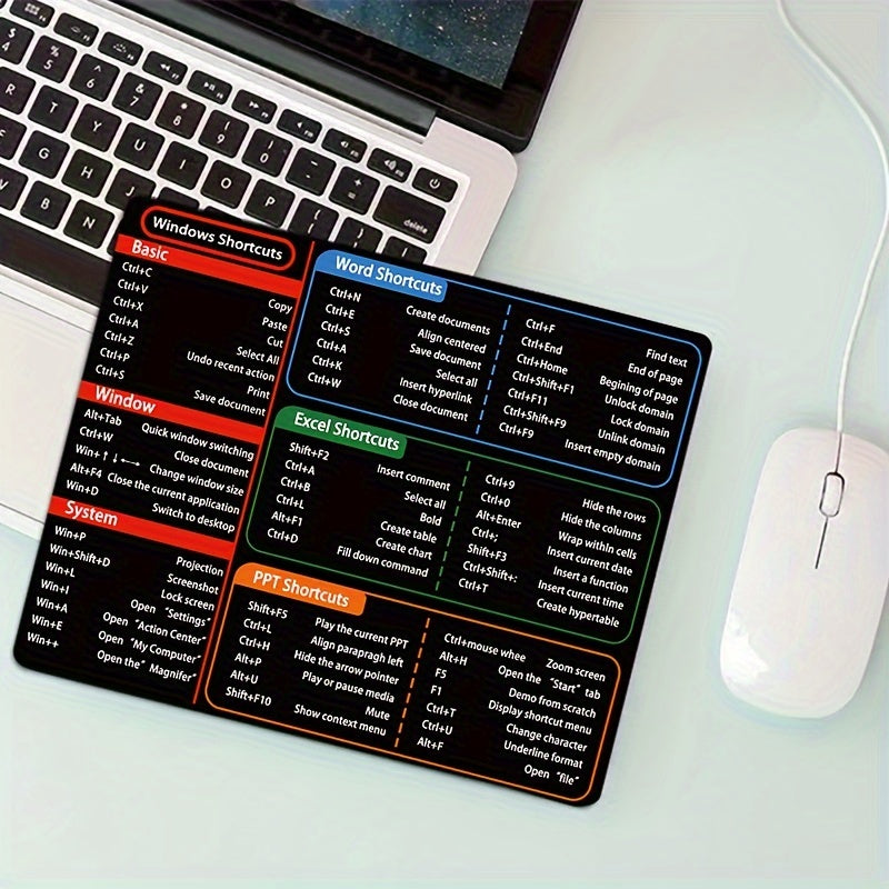 Simple Windows Shortcuts Mouse Pad Office Mousepad Home XXL New Mouse Mat MousePads Laptop Carpet Soft Anti-slip Desktop Mouse Pad Small Mouse Mat 7x8.6Inch(18x22cm)