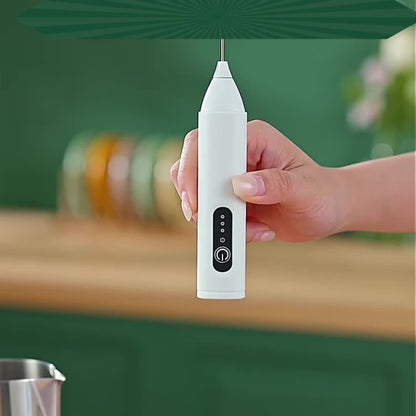 USB Rechargeable Electric Milk Frother with Stainless Steel Whisk - 3 Adjustable Foam Levels, Handheld Design for Coffee, Latte, Cappuccino, Hot Chocolate, Matcha, Egg - Available in White, Black, Teal, Frothy Drink Maker|One