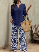 Spring-Summer Fashion Design Elegant Pullover Long Sleeve Top + Pants Set