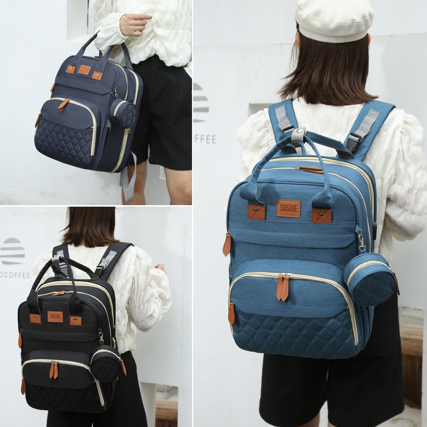 Mochila cambiadora Lamroro, cambiador con puerto de carga USB, multifuncional, gran capacidad y cambiador.