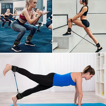 Adjustable Ankle Resistance Bands Set With Ankle Strap, Home Gym Booty And Leg Strength Training Equipment, Glute Kickback Straps