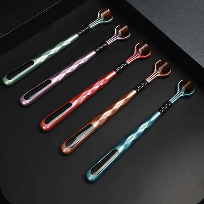 5pcs Ultra-Soft Triple-Sided Adult Toothbrushes - Hypoallergenic, Formaldehyde-Free with Nylon Bristles for Deep Cleaning & Fresh Breath, Ergonomic Design in Vibrant Colors