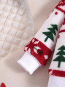 Traje de franela de otoño e invierno con estampado de dibujos animados de Navidad para niña, ropa interior cálida de dos piezas para niña