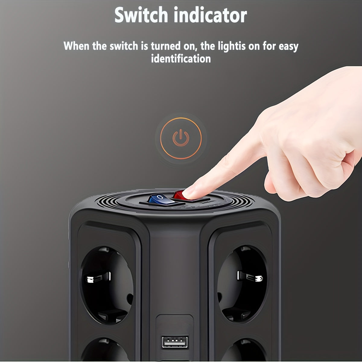Tower Multi Power Strip Vertical EU Plug 12 Way Outlets Sockets With 5 USB Switch Multiple Vertical Power Strip 2 Switches Multi Socket Power Strip, Surge Protection And Short Circuit Protection