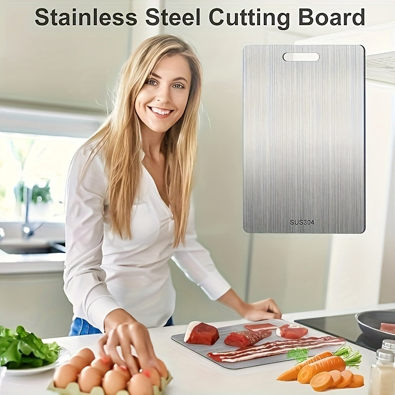 Premium Titanium Chopping Board - Double-Sided, Food-Grade Stainless Steel for Kitchen & Dining