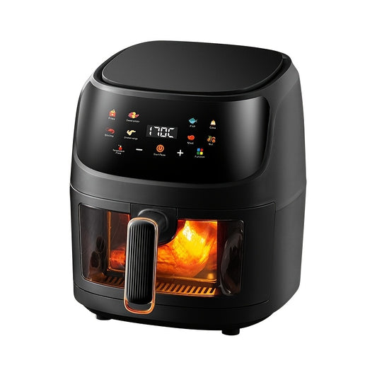 1pc GOXAEEE 8L 1400W Smart LED Touch Air Fryer, Programmable Oil-Free Hot Air Circulation Oven, Stainless Steel, 220V EU Plug, for Healthy Frying of Fries and Chicken