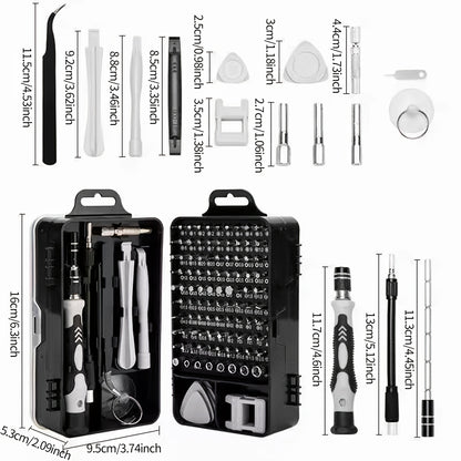 115pcs/set Cell Phone Kit/ Car Precision Screwdriver Repair Tool Kit, Multi-function Electronic Screwdriver Set, Watch Mobile Phone Disassembly Repair Screwdriver Tools (Black)