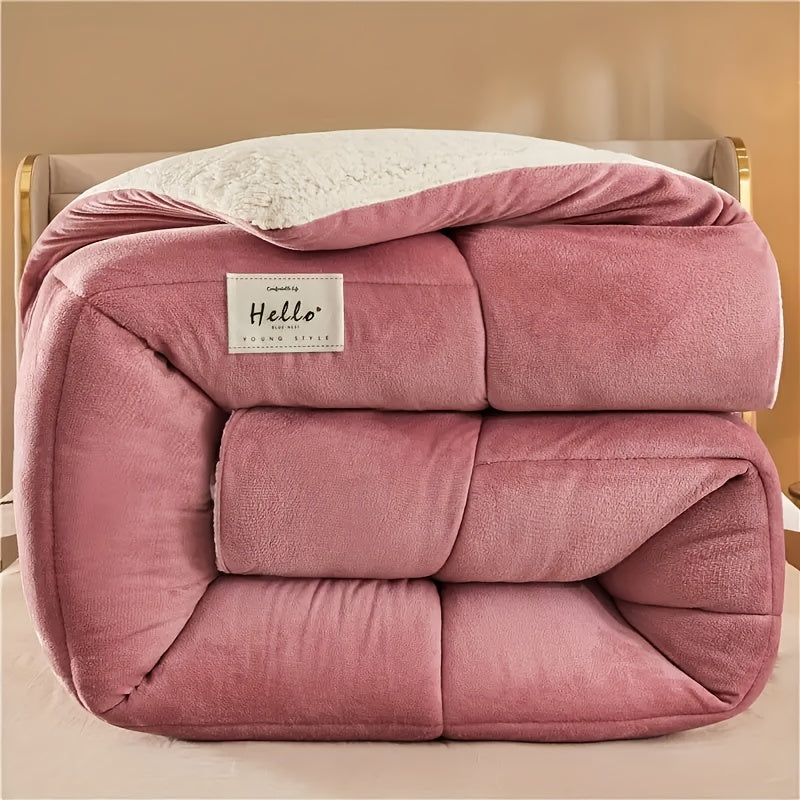Reversible Plaid Comforter - Contemporary All-Season Quilted Duvet Insert with Box Stitch, Ultra Soft Milk Velvet Fabric, Medium Weight Polyester Fill, Machine Washable, Multipurpose - Available in 9 Sizes, Christmas Present
