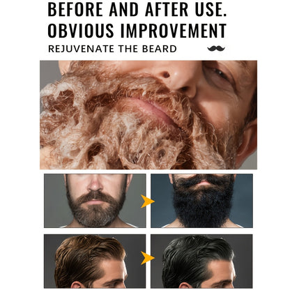 Men's Black Beard & Hair Dye Shampoo - 500ml, Semi-Permanent, Plant-Based Formula for Covering Gray