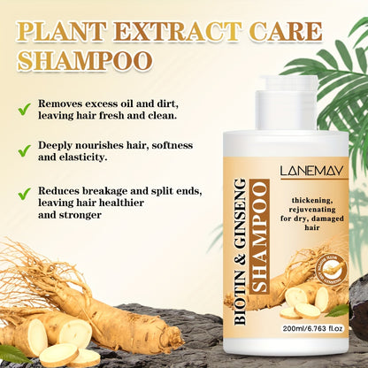 Lanemay Biotin &amp; Ginseng - Set de cuidado capilar (2 champús y acondicionadores) que fortalece y revitaliza el cabello seco y dañado. Sin alcohol, apto para todo tipo de cabello.