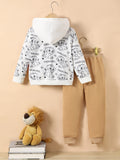 Popular Autumn and Winter Set for Boys Featuring a Hoodie and Sweatpants with a Lion Print, Designed for Targeted Development, for Outdoor