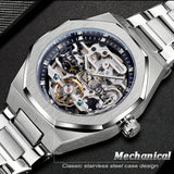 Reloj mecánico automático para hombre: esqueleto de diamantes de imitación 3D, acero inoxidable, estilo deportivo y profesional, regalo perfecto.