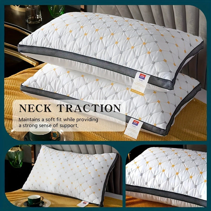 2pcs Luxury 3D Pillows, Thickened High-Rebound Soft Polyester Bedding, Breathable Neck Support for Relaxing Sleep, Ideal Gift for Family and Friends on Mother's Day, Father's Day, Halloween, Thanksgiving, Christmas, Valentine