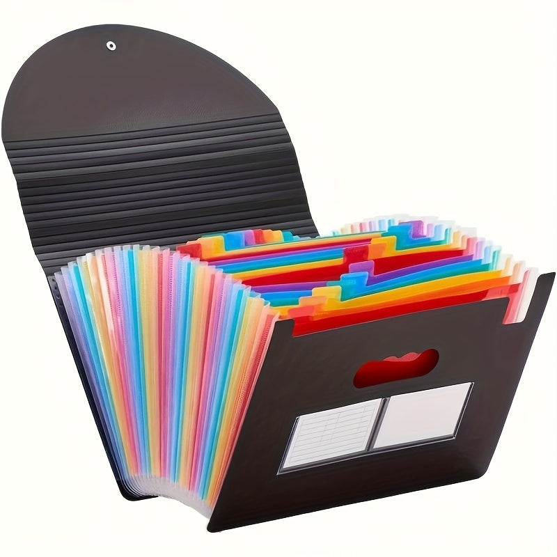 Organizador de archivos expandible de 24 bolsillos, archivador vertical portátil de plástico, estilo moderno, negro, organizador de facturas, documentos y recibos de papel para tamaño A4/Carta, suministros de arte