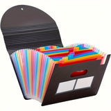 Organizador de archivos expandible de 24 bolsillos, archivador vertical portátil de plástico, estilo moderno, negro, organizador de facturas, documentos y recibos de papel para tamaño A4/Carta, suministros de arte