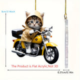Adorno colgante de acrílico 2D con forma de motocicleta y gatito, estilo moderno, ideal para cumpleaños, hecho de acrílico, sin plumas, no requiere electricidad.