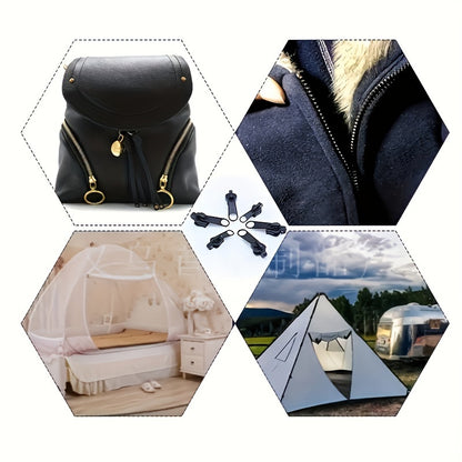 3/6/12pcs Instant Zipper Repair Kit, with Universal Design and Multiple Sizes, Portable Fast Repair Buckle, Replace Zipper, Suitable for Luggage and Clothing, Black