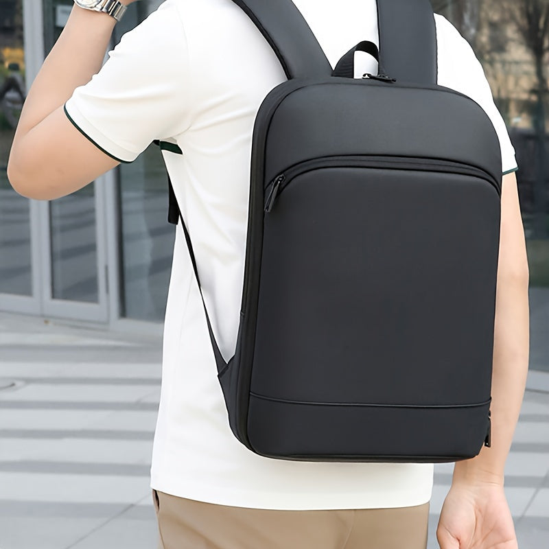 1pc Men's Solid Color Business Backpack, Commuter Bag With Trolley Strap, Casual Daypack For Going Out &amp; Leisure Travel, Waterproof 15-in Laptop Bag