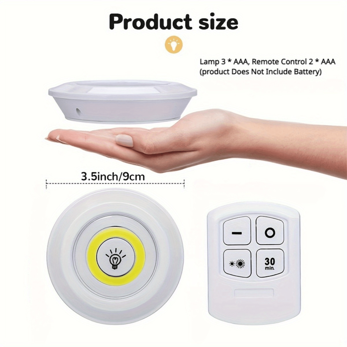 Dimmable LED Under Cabinet Lighting Kit with Remote Control - 6500K Cool White Light, Battery-Powered, Perfect for Closets & Kitchens (Batteries Not Included)