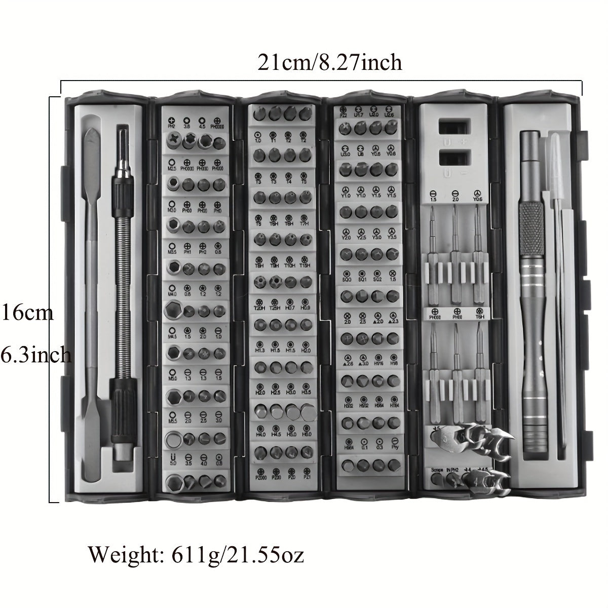 128 in 1 Precision Screwdriver Set - Chrome Vanadium Steel Multi-Functional Manual Tools for Repair - Adjustable, Foldable with Flat, Hex, Torx Heads - Ideal for Office & Gaming Equipment - Magnetizer/Demagnetizer Included