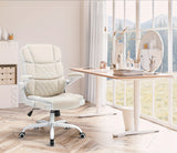 Ergonomic Beige Velvet Office Chair with Lumbar Support, Adjustable Armrests & Swivel Base - Comfortable Executive Desk Chair for Home, Study, or Bedroom