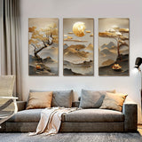 3pcs Modern Art Deco Canvas Posters Set - Vibrant Tree of Life & For Lotus Flower Prints for Living Room, Bedroom - Frameless Oil Painting Wall Art with Portrait Orientation