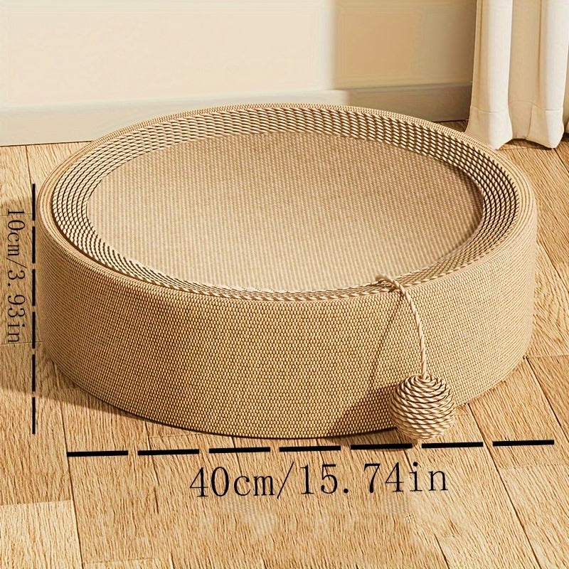 1pc Durable Sisal Cat Scratcher Lounge Sofa - Round Scratching Board with Comfortable Cat Bed, All-Season Pet Scratch Pad for Cats