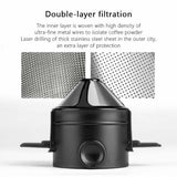 1pc Double Layer 304 Stainless Steel Coffee Filter Cup - Foldable and Portable for Hand-Pour Coffee - Little Angel Design