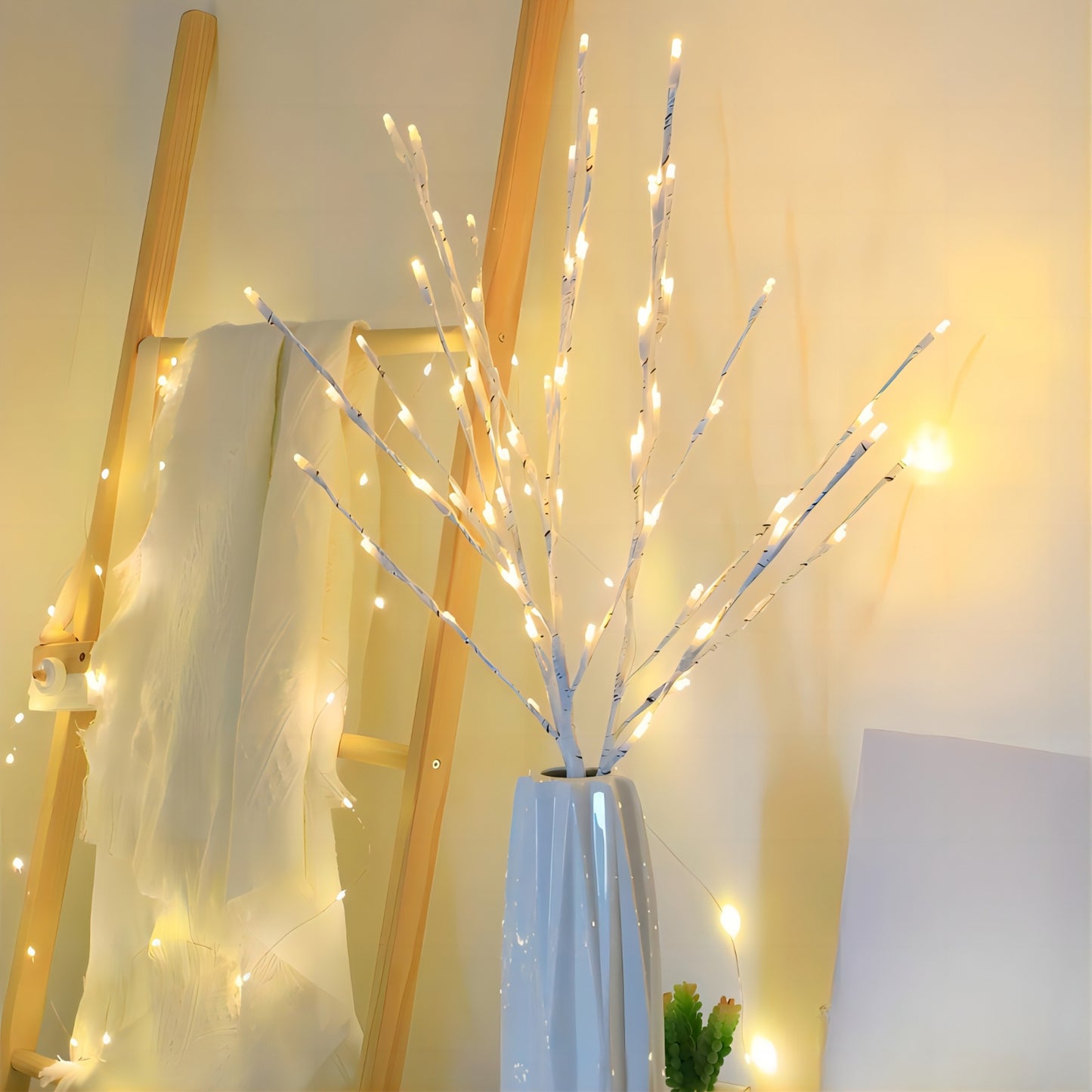 1pc Nordic Style Faux Branches LED Light - Indoor Decor, Bar, Homestay Night Light, Decorative Ambiance Light, Ramadan Spring Decor, USB Powered, 36V or Below, Key Control, No Battery Included, Non-Waterproof, Desktop Mount,