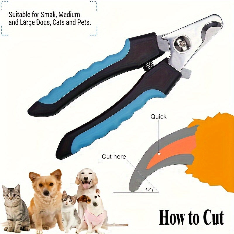 Stainless Steel Pet Nail Clipper with Splash Guard - Safe Grooming Tool for Dogs &amp; Cats, 1pc