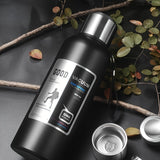 Botella de agua térmica de acero inoxidable: gran capacidad, a prueba de fugas y portátil para actividades al aire libre, deportes y viajes. Sin BPA.