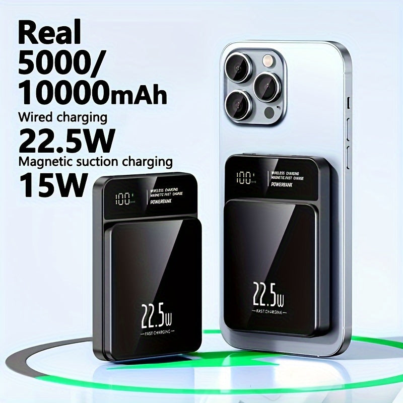 5000/10000 mAh Real Capacity, No Fake Label, Digital Display, Magnetic Suction, Fast Charging Power Bank, 15W Magnetic Suction/22.5W Fast Charging