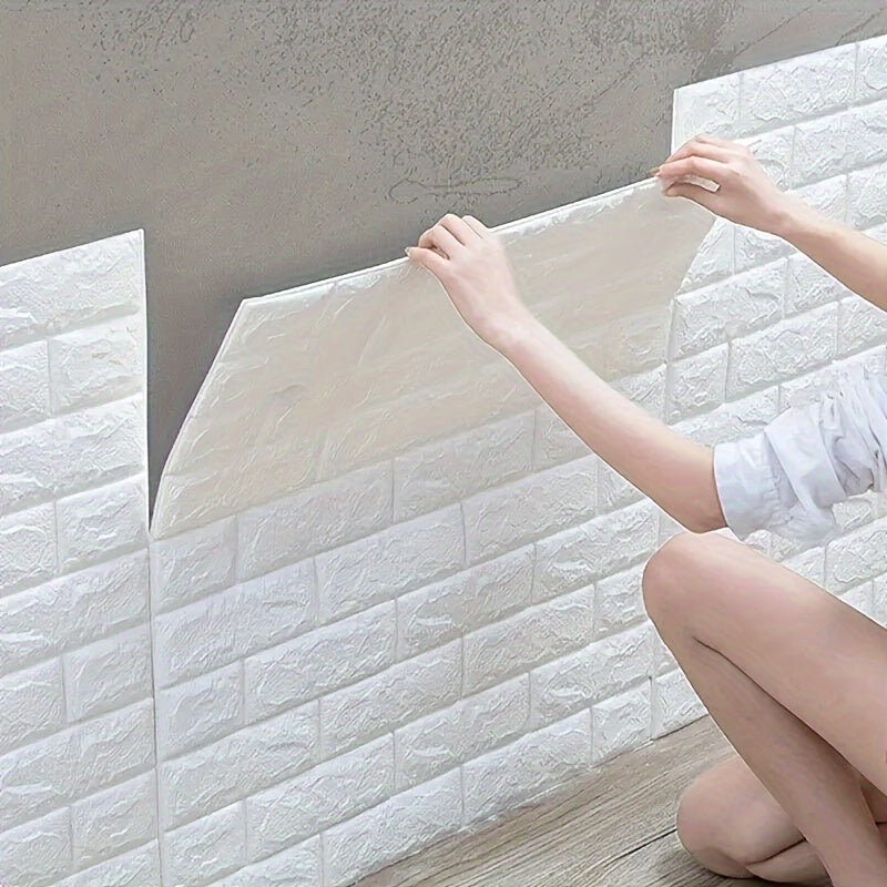 30pcs 3D Brick Wall Stickers, DIY Square Wall Decals, Easy Peel Stick Cleanable Cuttable, For Kitchen Living Room Bathroom Hallway, Plastic Ceiling Tiles Stickers, To Avoid Overall Damage During Transportation, Please Do Not