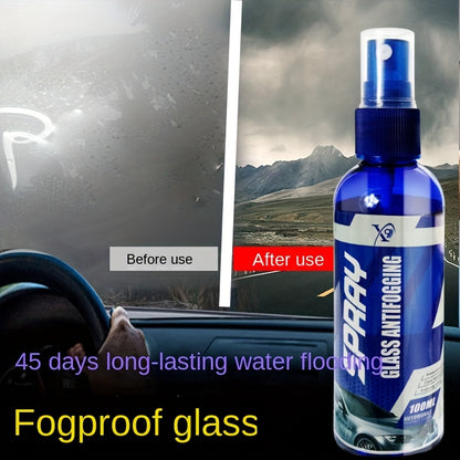 Long-Lasting Anti-Fog Spray For Car Glass And Helmets, Easy Windshield And Interior Window Defogger, Clear Visibility Anti-Fogging Spray For Mirrors, Glasses, And Reflective Surfaces