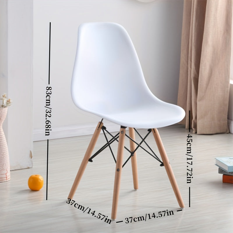 Ergonomic Nordic-Inspired Modern Chair with Solid Plastic Backrest - Perfect for Living Room, Study, Bedroom, Balcony & Outdoor Use