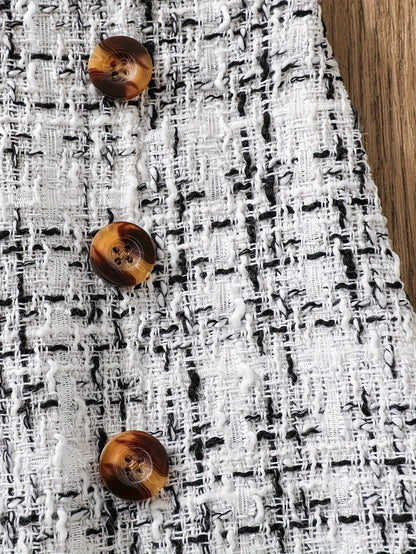 Conjunto de 2 piezas: top de manga larga con volantes y falda de punto de tweed - Ropa de primavera/otoño, atuendo para niñas al aire libre, regalo