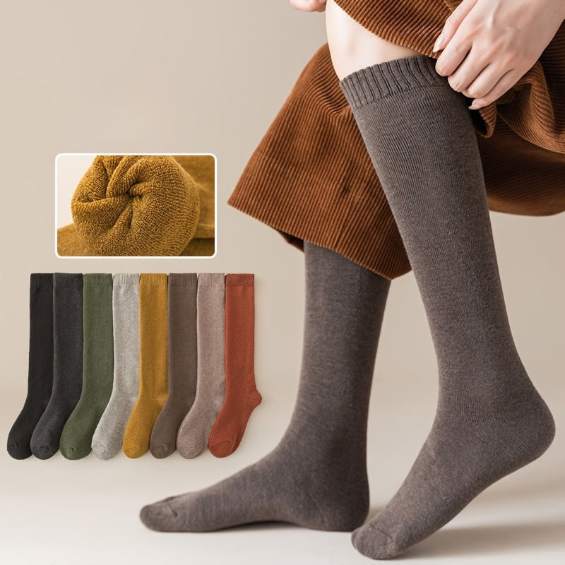 5 Pairs of Mixed Color Random Length Stockings-LJM-Autumn and Winter Thickened Warm Combination Socks