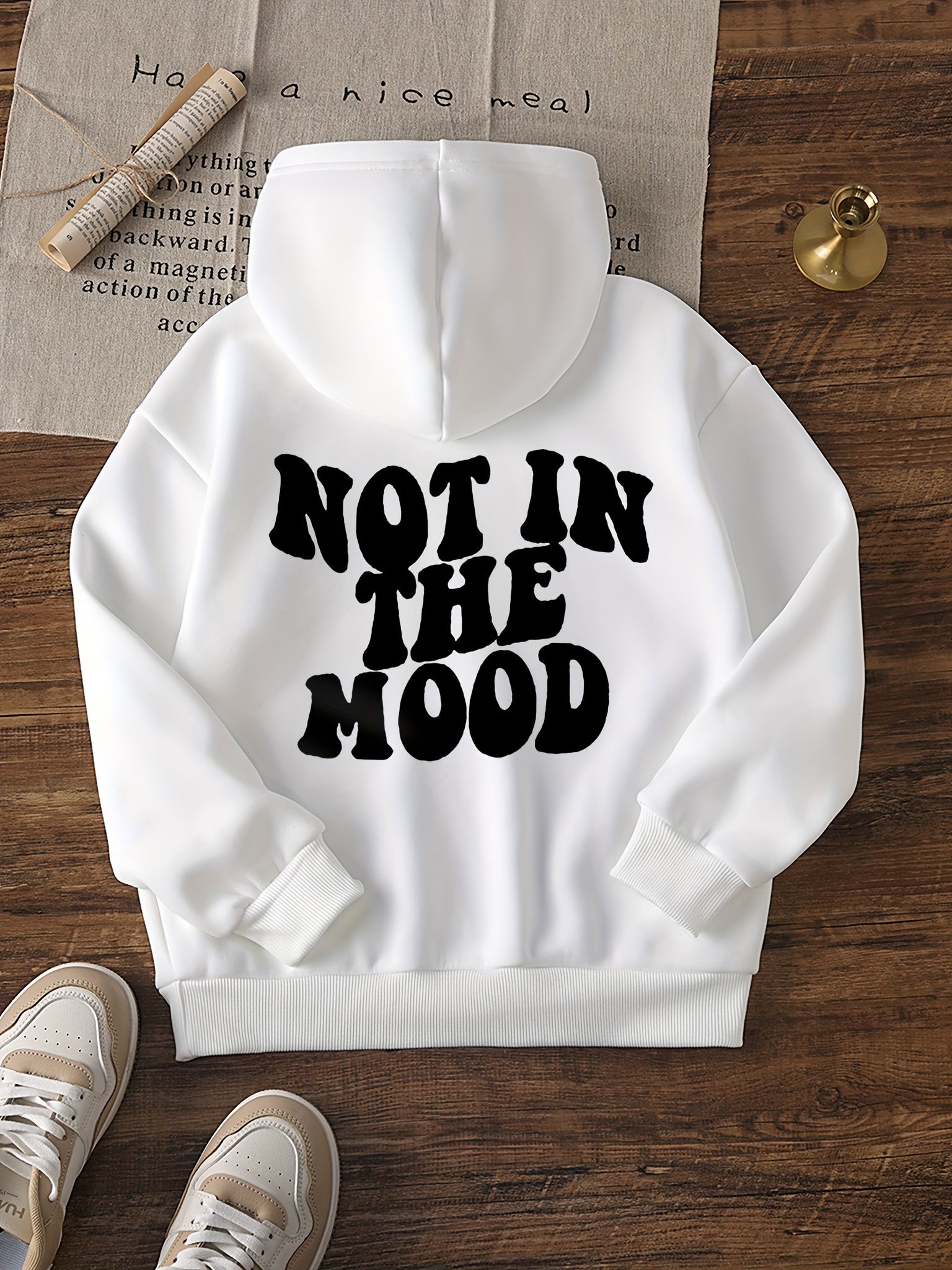 Girls' Cozy Hooded Sweatshirt - Casual Long Sleeve Pullover with Letter Print, Perfect for Fall/Winter - Machine Washable