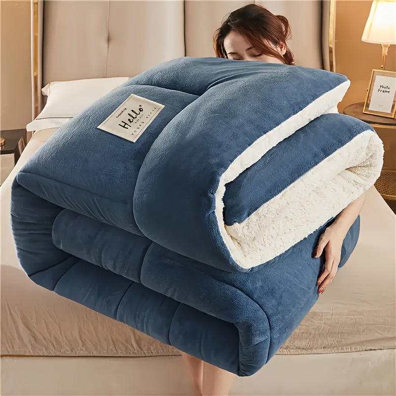 Reversible Plaid Comforter - Contemporary All-Season Quilted Duvet Insert with Box Stitch, Ultra Soft Milk Velvet Fabric, Medium Weight Polyester Fill, Machine Washable, Multipurpose - Available in 9 Sizes, Christmas Present