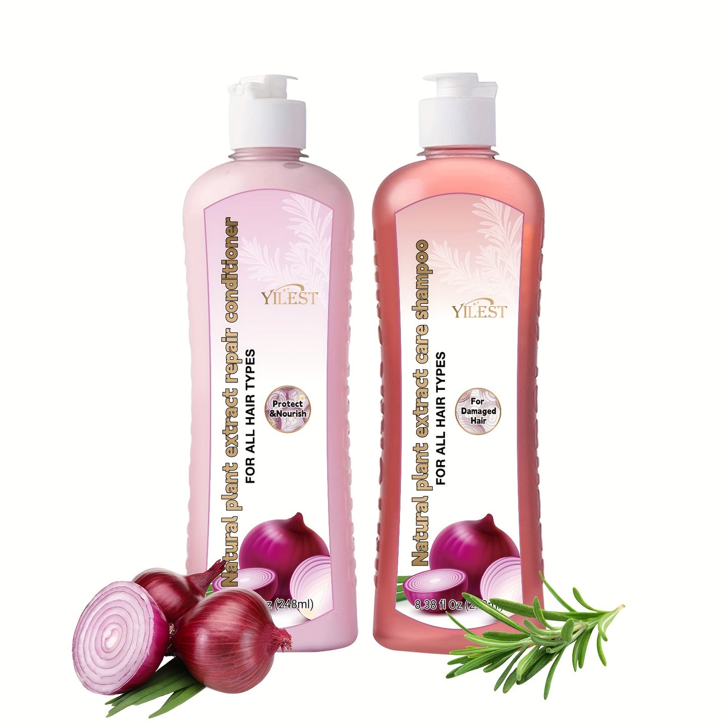Set de champú y acondicionador de cebolla y biotina: Cuidado con extractos vegetales naturales para todo tipo de cabello: repara, hidrata y fortalece el cabello dañado.