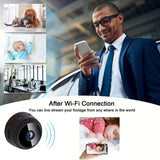 Minicámara de vigilancia inalámbrica con tapa trasera magnética, captura de video de 480p, batería recargable de polímero de litio, alimentación por USB/batería, Wi-Fi para monitoreo en casa, oficina y auto (blanco y negro)