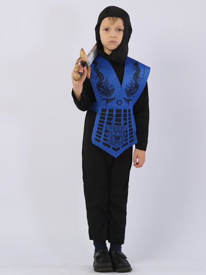 Polyester Ninja Outfit, Party-Style Ninja Uniform with Crew Neck, Non-Stretch Solid Color Fabric, All-Season Wear, Regular Fit, Woven - Suitable for Ages 3+ (BF0029)