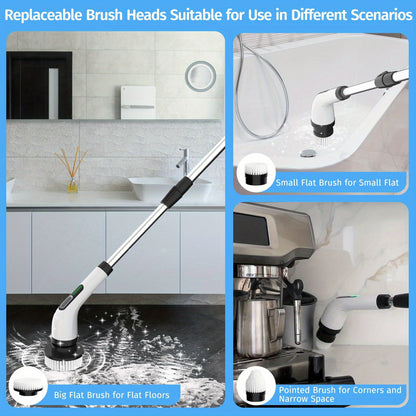 INSKAM 7-in-1 Cordless Electric Cleaning Brush Set, ABS Plastic, Hard Firmness, Rechargeable Lithium Battery, USB Charging, 2500mAh, 2 Speeds, Interchangeable Heads, Multi-Component Kit for Living Room, Bathroom, Outdoor, Flo