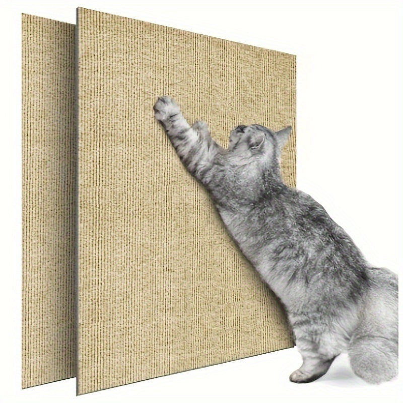 1pc Durable Cat Scratch Pad - Self-Adhesive, Wear-Resistant Vertical Wall Scratcher - Trimmable, Non-Shedding Polyester - Ideal for Indoor Cats, Protects Furniture, Cat Scratchers for Indoor Cats