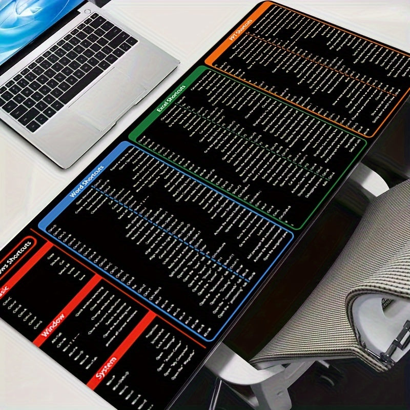 Mouse Pad Office Software Office Word Excel PPT Shortcuts Large Desk Pad Excel Shortcut Pattern Non-Slip Keyboard Pad With Shortcut Pattern Computer Gaming HD Mousepad Carpet Laptop Mice Pad